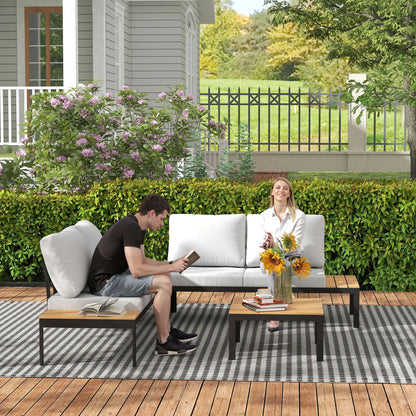 4 Piece L Shaped Garden Set, 4 Seater Outdoor Corner, Teak Patio Furniture Sets at Gallery Canada