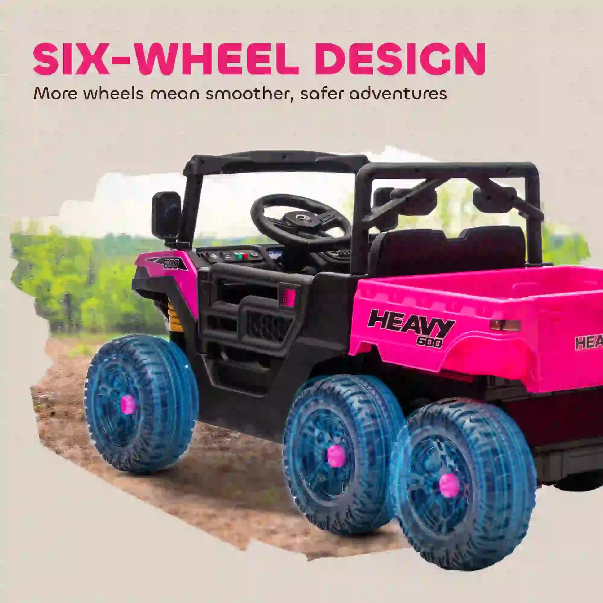 24V 4WD Kids Ride On Truck, 6 Wheels, 2 Seater, Remote, Dump Bed, Pink Electric Toy Cars at Gallery Canada