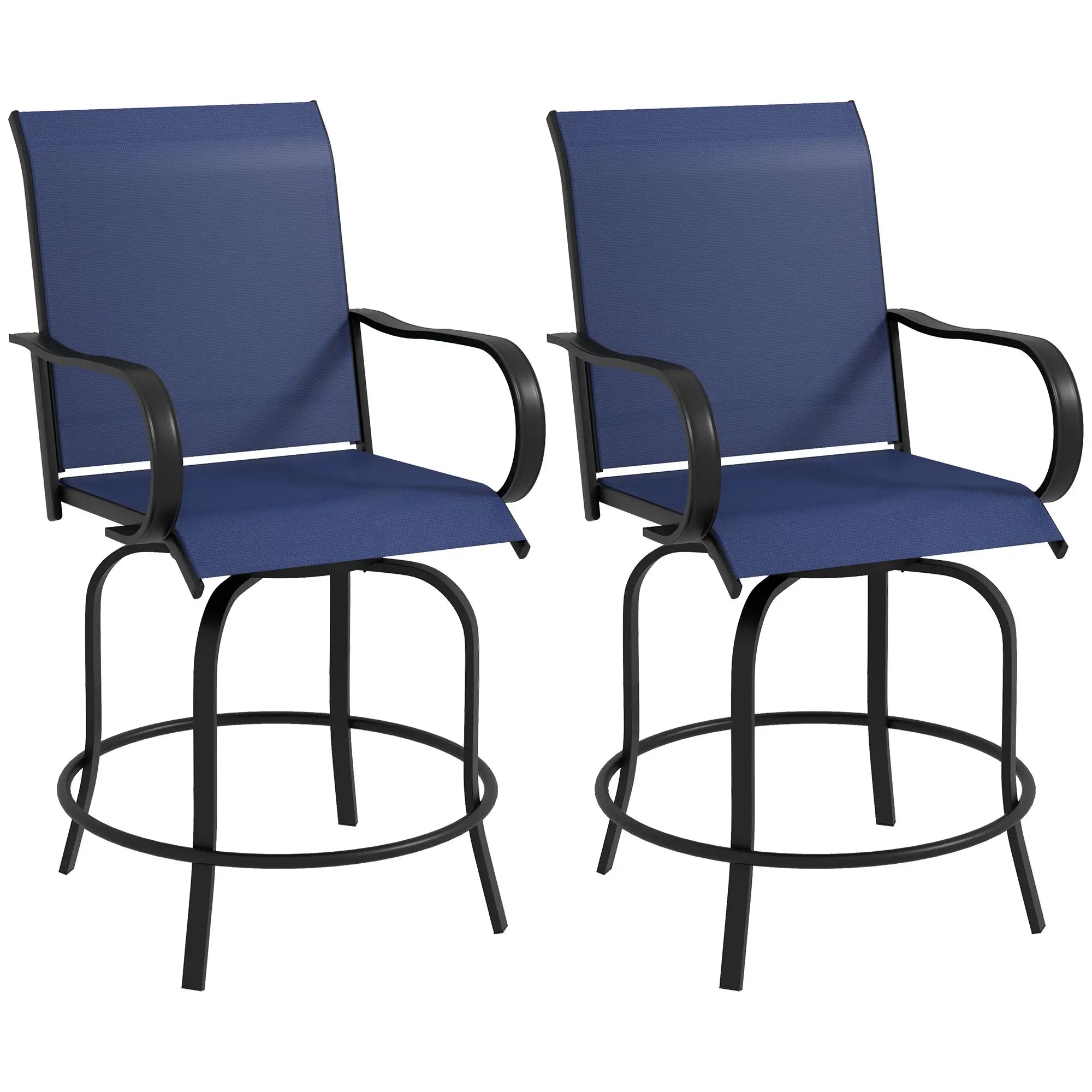 Outdoor Bar Stools Set of 2, 360° Swivel, 26.8