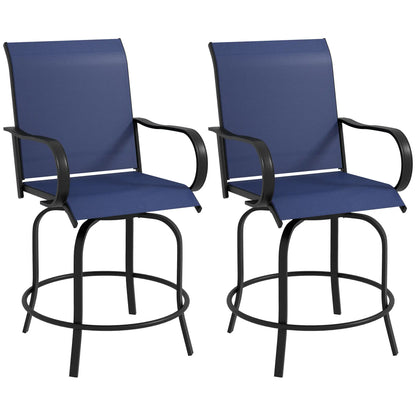 Outdoor Bar Stools Set of 2, 360° Swivel, 26.8" x 29.5" x 48.4", Navy Blue Bistro Sets Navy Blue at Gallery Canada