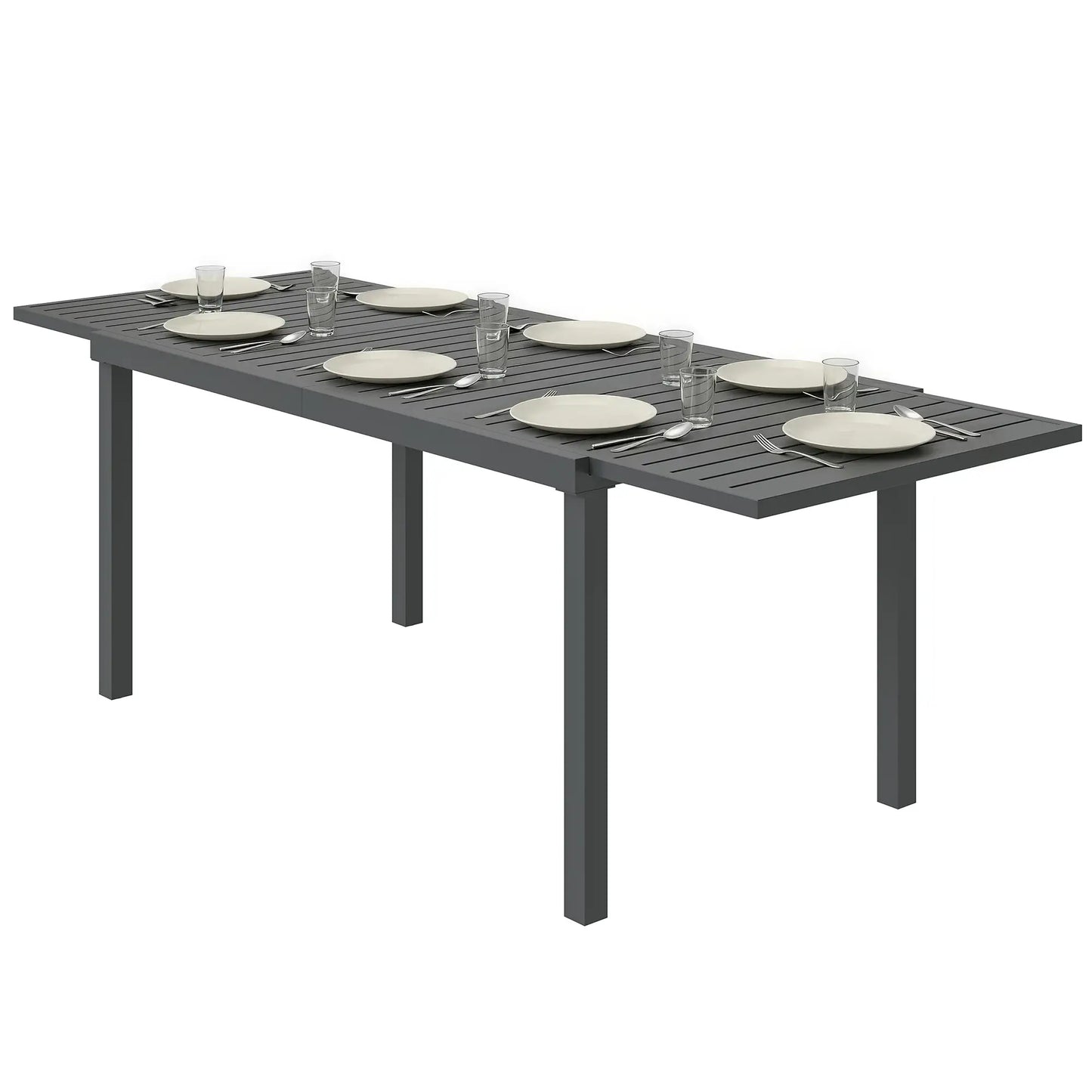 Expandable Outdoor Dining Table, 59"-89" Aluminum, Dark Grey Patio Dining Tables Dark Grey at Gallery Canada