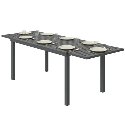 Expandable Outdoor Dining Table, 59"-89" Aluminum, Dark Grey Patio Dining Tables Dark Grey at Gallery Canada