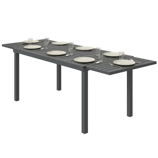 Expandable Outdoor Dining Table, 59"-89" Aluminum, Dark Grey Patio Dining Tables Dark Grey at Gallery Canada