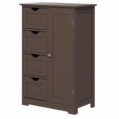 Bathroom Storage Cabinet, Adjustable Shelf, 4 Drawers, Brown Bathroom Cabinets Brown at Gallery Canada