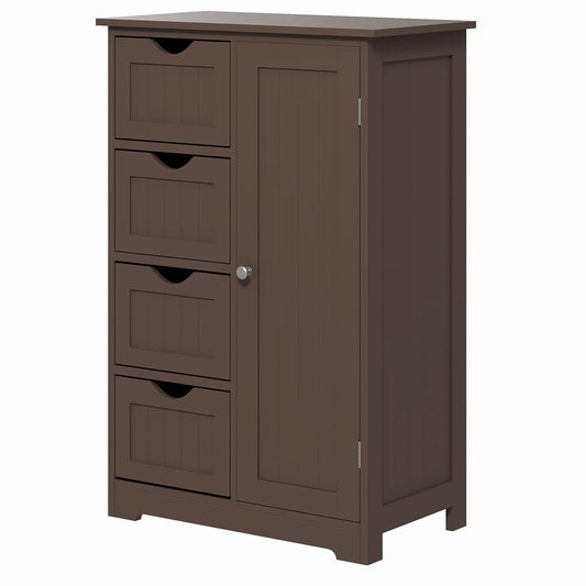 Bathroom Storage Cabinet, Adjustable Shelf, 4 Drawers, Brown Bathroom Cabinets Brown at Gallery Canada