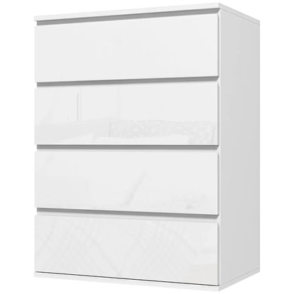 4 Drawer Cabinet, High Gloss, Bedroom Chest, Metal Runners, White Storage Cabinets at Gallery Canada
