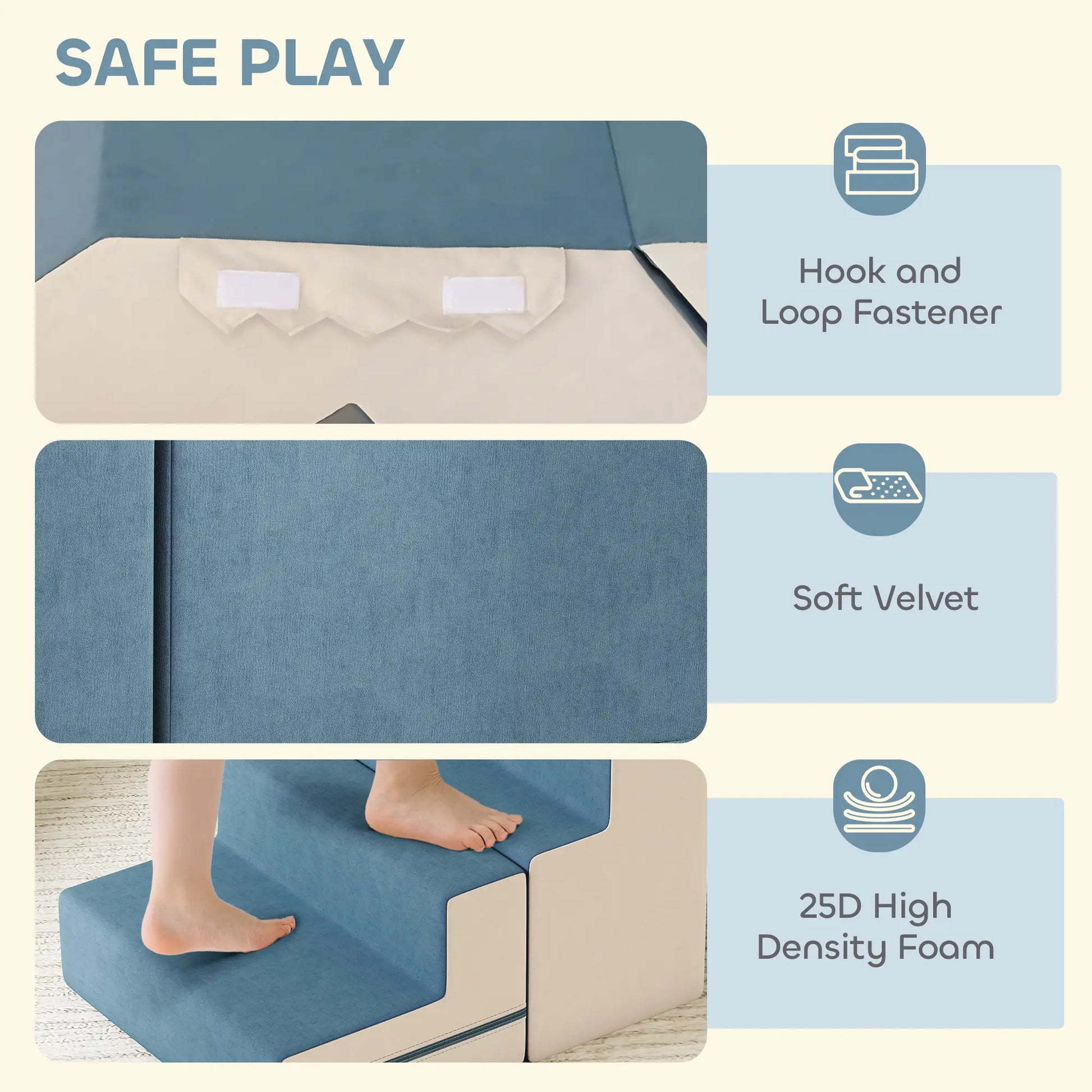 2-Piece Climbing Foam Blocks, Detachable Cover, Indoor Play Set, Blue Kids Gym & Playmats at Gallery Canada