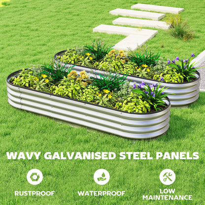 2Pcs Galvanized 6x2x1 ft Raised Garden Bed, Silver Galvanized Planter Boxes at Gallery Canada