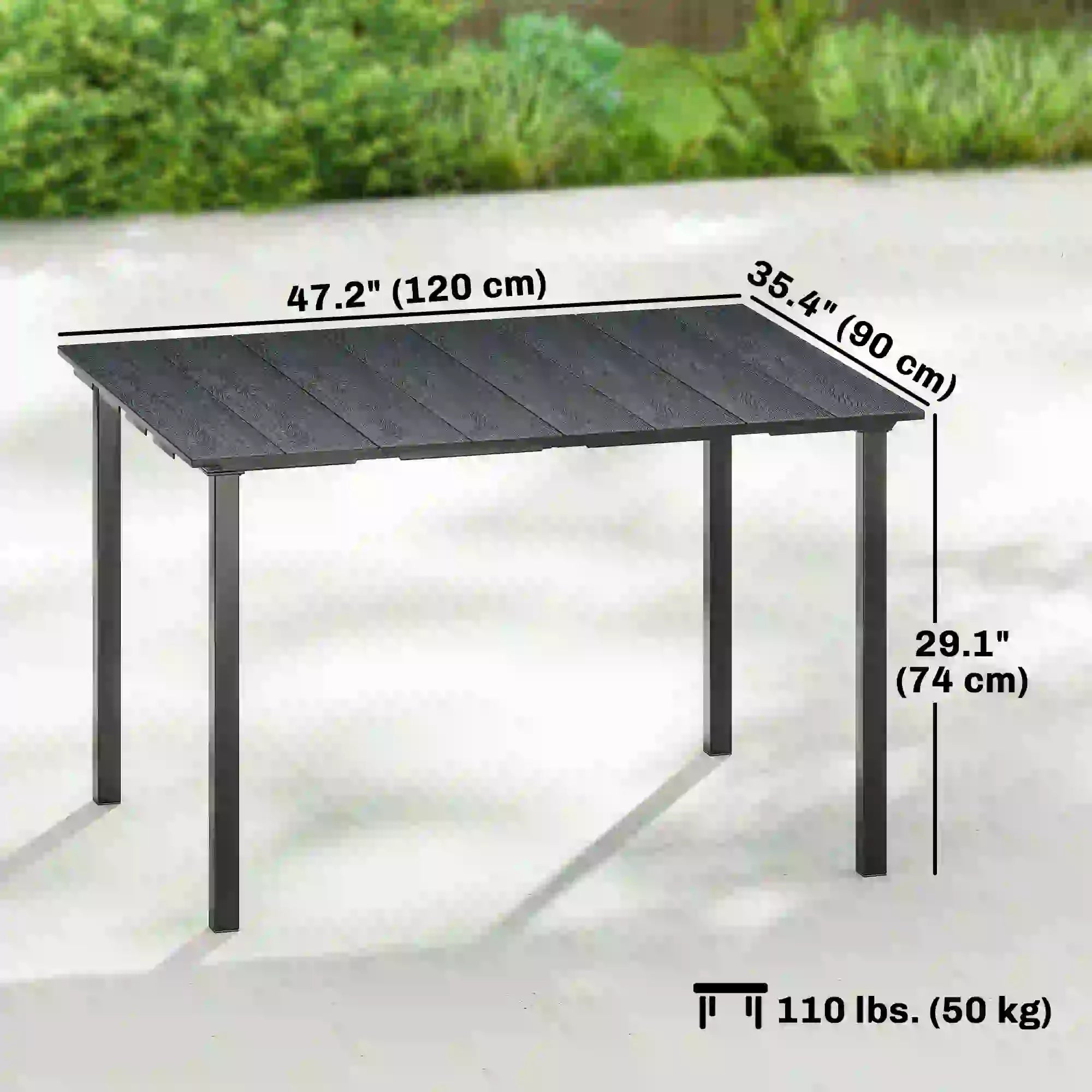 Rectangular Patio Table, HDPE Top Metal Frame, Outdoor Dining For 4 Patio Dining Tables at Gallery Canada