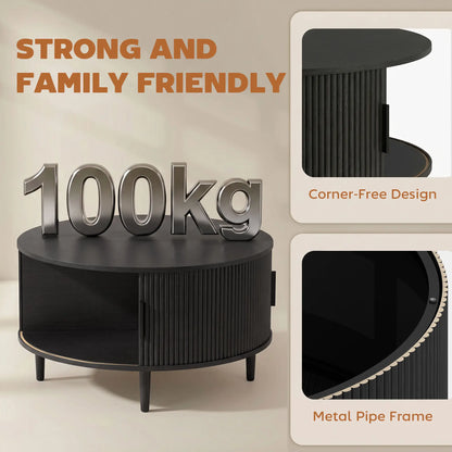 31.5" Black Round Coffee Table with Storage, Flip-Top, Black Coffee Tables at Gallery Canada