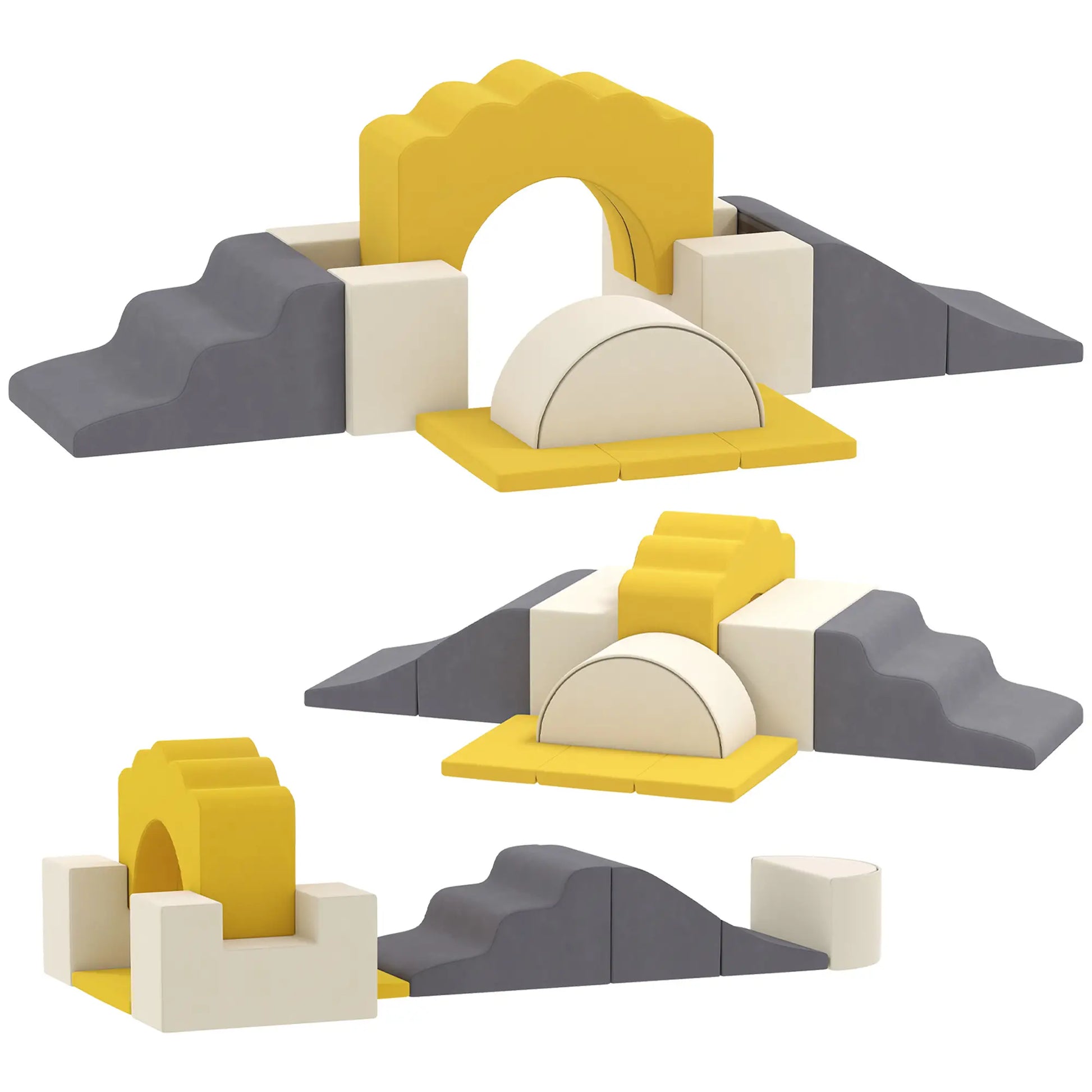 7-Piece Baby Soft Play Set, Indoor Gym for Crawling, Sliding, Yellow Kids Gym & Playmats Grey, Yellow, Beige at Gallery Canada