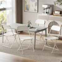 Lot de 4 chaises pliantes, structure métallique, portables, blanches