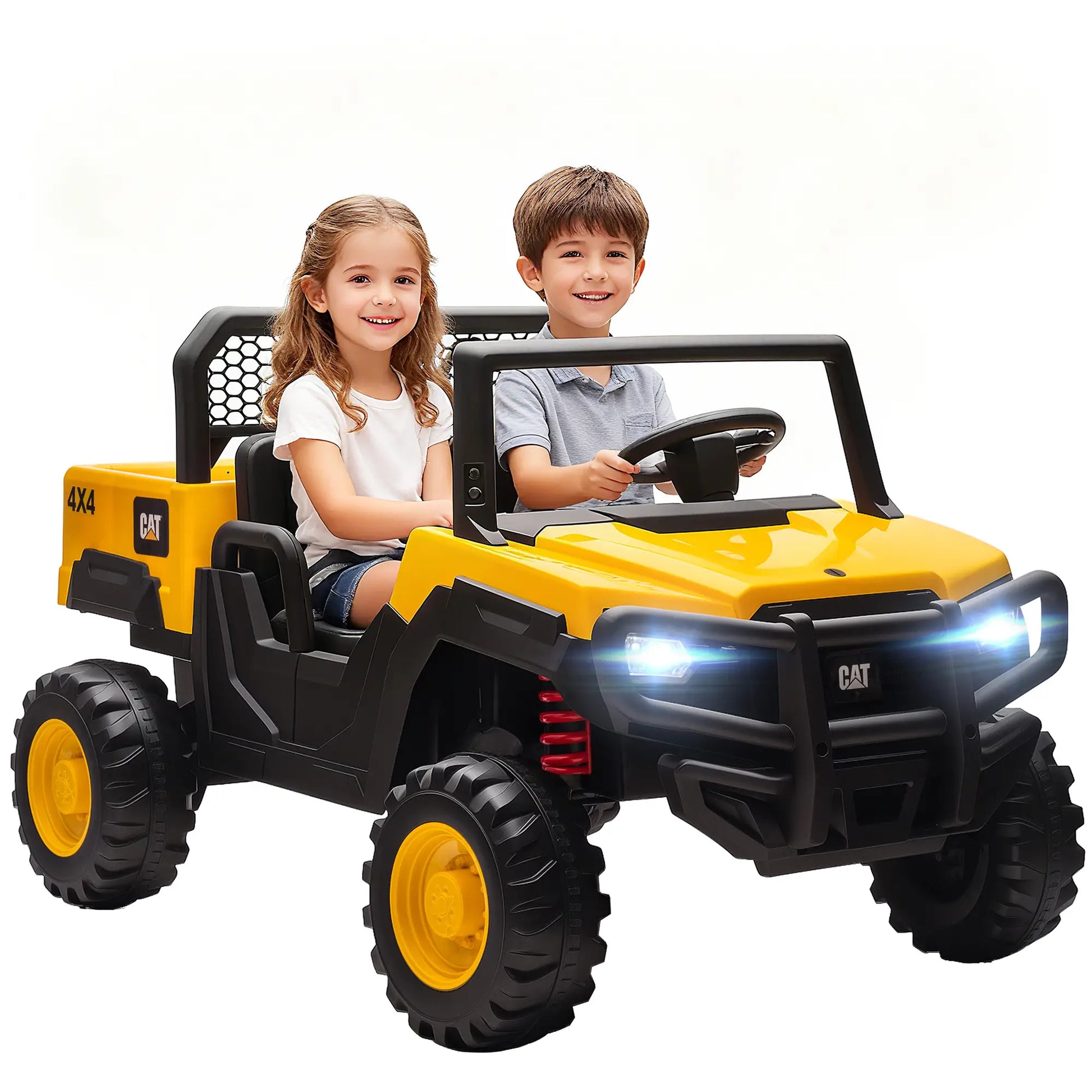 24V Kids Ride On Tractor, 4WD 2 Seater, Yellow Kids Ride-On Excavators at Gallery Canada