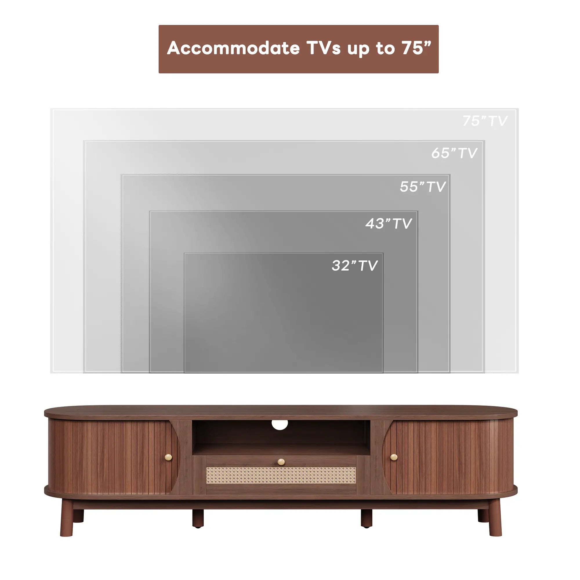 TV Stand, Solid Wood Doors, Drawers, 65