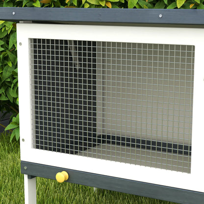 Wooden Outdoor Rabbit Hutch, Slide-Out Tray, Openable Roof, 35" W x 18" D x 26" H, Black Rabbit Hutch at Gallery Canada