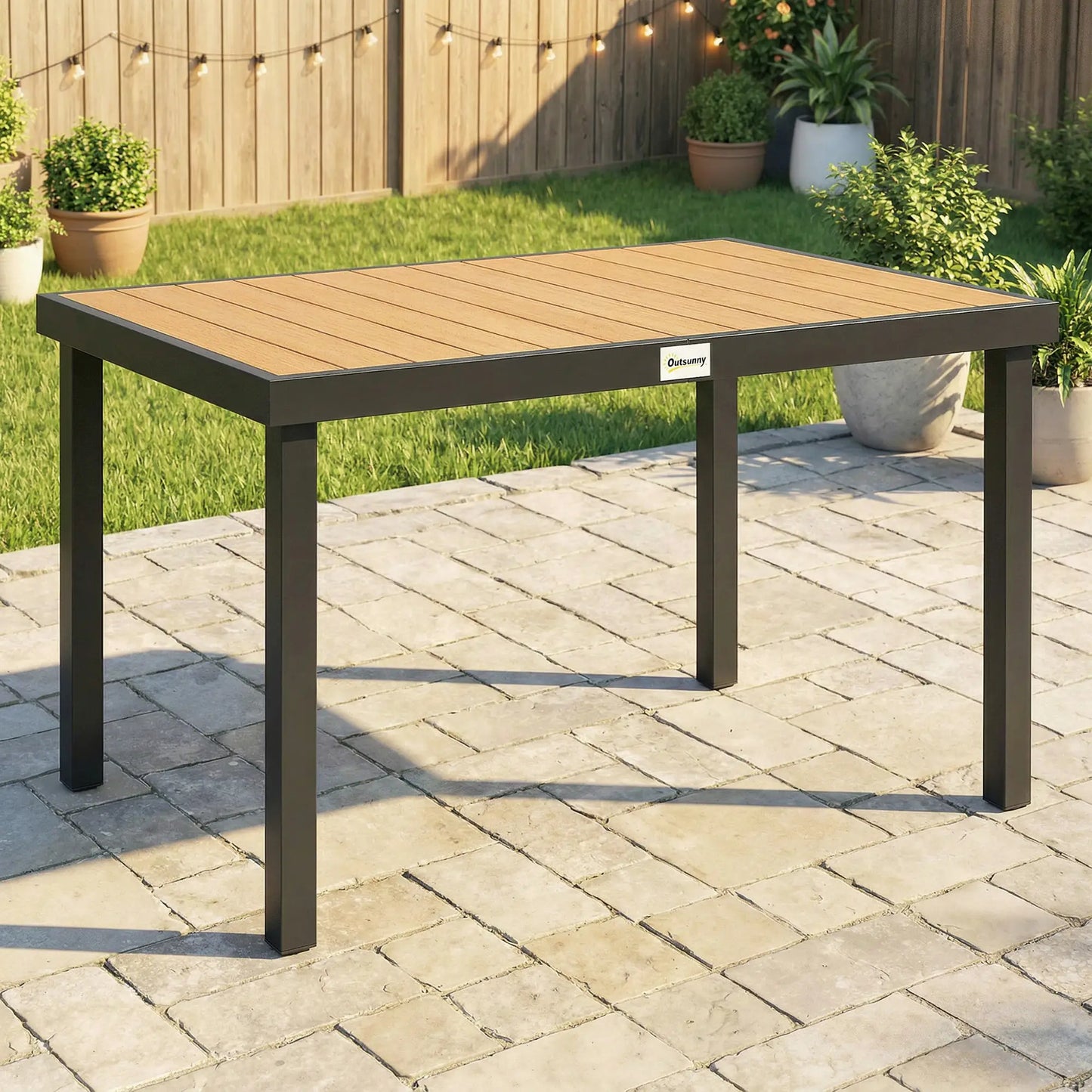 Aluminum Outdoor Dining Table for 6, 47.2" x 35.4" x 29.1", Natural Patio Dining Tables at Gallery Canada