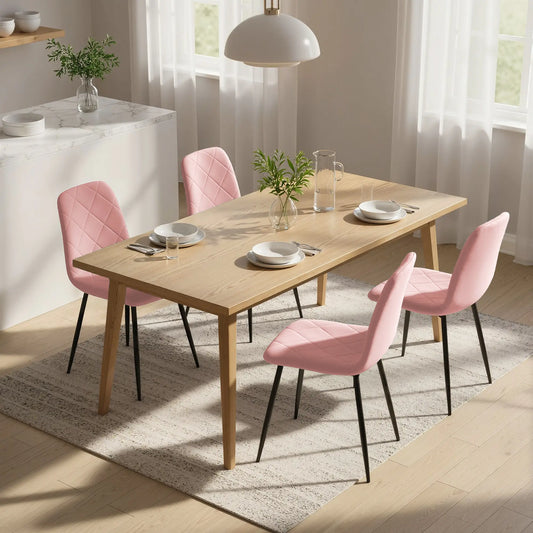 Upholstered Dining Chairs Set of 4, Steel Legs, Modern Kitchen, Pink Dining Chairs Pink at Gallery Canada