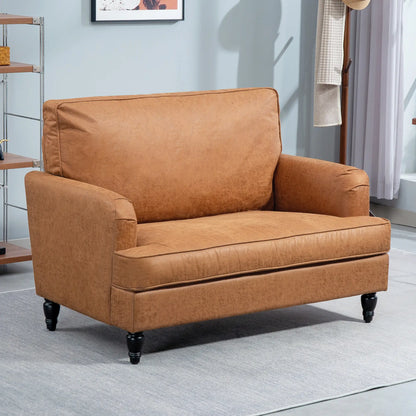 Modern Accent Chair, Microfiber Cloth Armchair with Turned Legs and Wide Seat, Comfy Chair for Living Room, Brown Accent Chairs at Gallery Canada