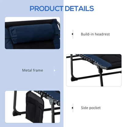 Folding Chaise Lounge, 5-Level Reclining, Outdoor Tanning Chair, Blue Lounger Chairs at Gallery Canada