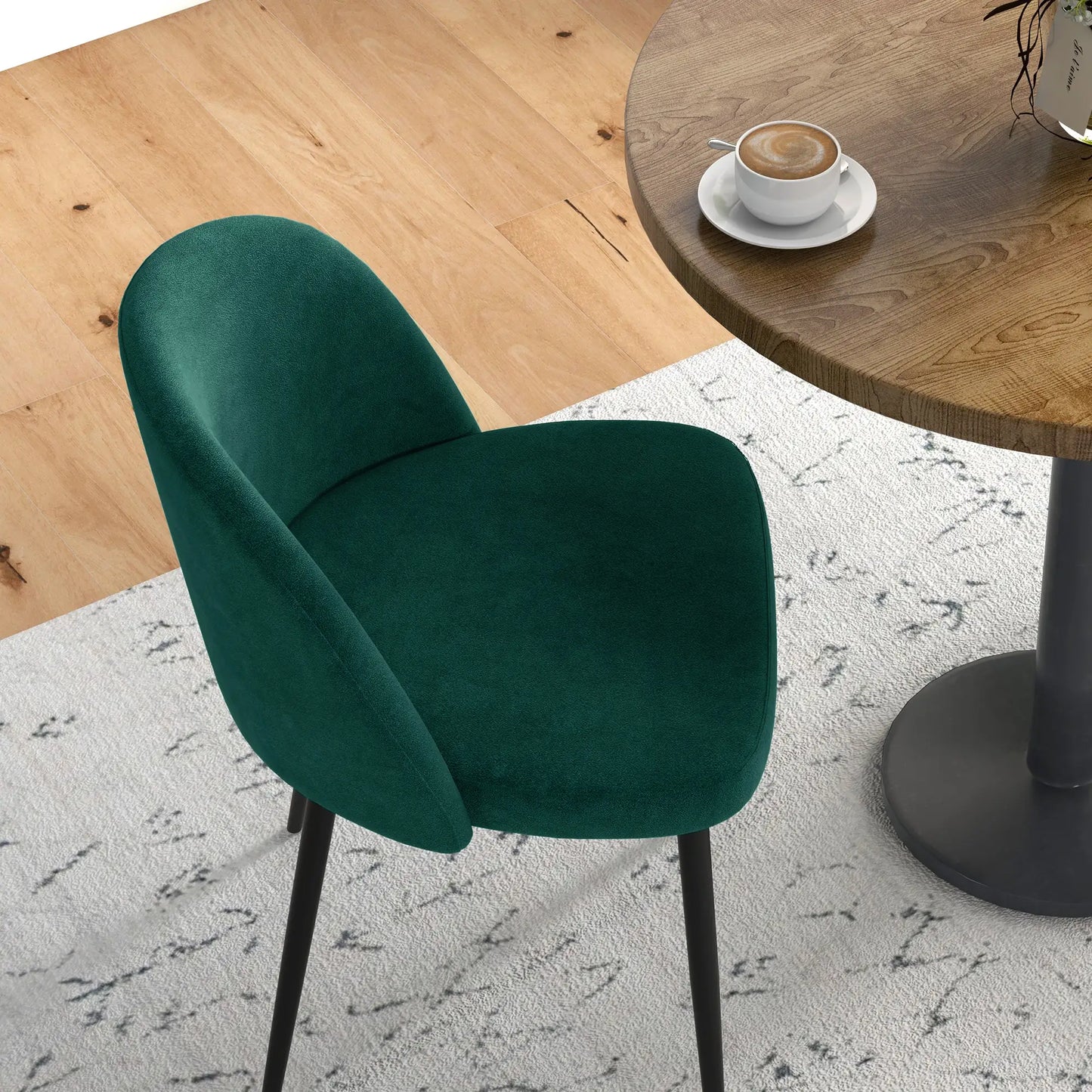 Set of 2 Mid-Back Dining Chairs, Velvet Upholstery, Green Dining Chairs at Gallery Canada