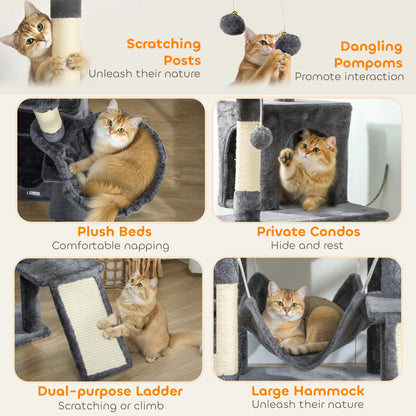 76" Large Cat Tree, 8 Scratching Posts, 3 Plush Beds, 2 Hammocks, Dark Grey Cat Towers at Gallery Canada