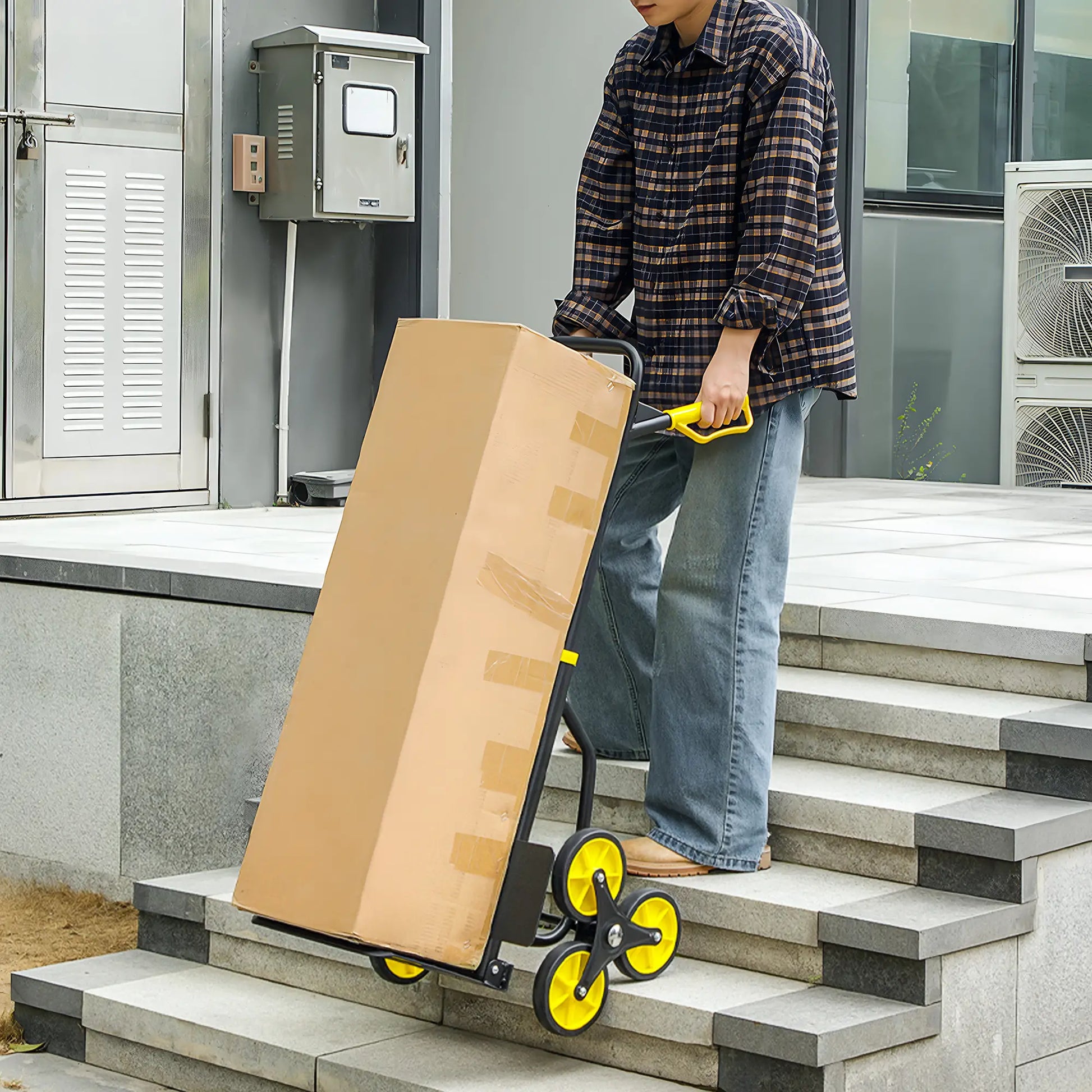 6-Wheels Stair Climber Cart, Foldable Steel, 264lbs Capacity, Yellow Folding Hand Trucks at Gallery Canada