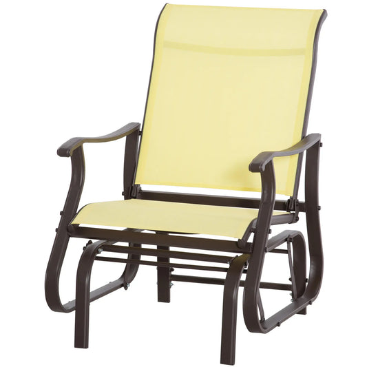 Outdoor Glider Chair, Steel Frame Mesh Fabric, Beige Outdoor Gliders Brown, Beige at Gallery Canada