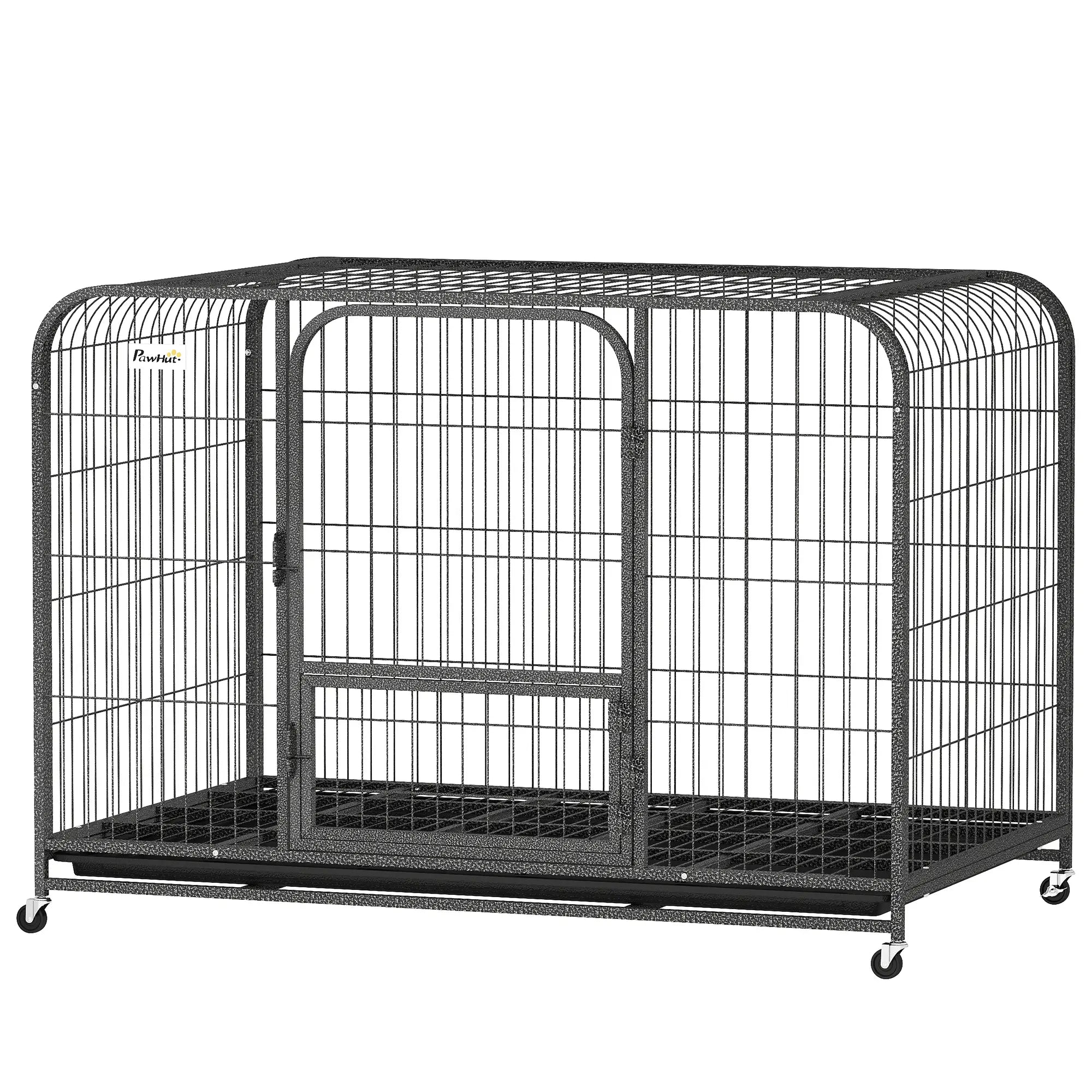48 Inch Heavy Duty Dog Crate, Large Metal Cage, Lockable Wheels, Removable Tray Dog Cages & Crates Black at Gallery Canada
