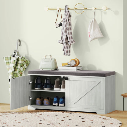 Shoe Storage Bench, Padded Seat, Holds 352 lb, 8 Pairs, Light Grey Shoe Storage Cabinets & Racks at Gallery Canada