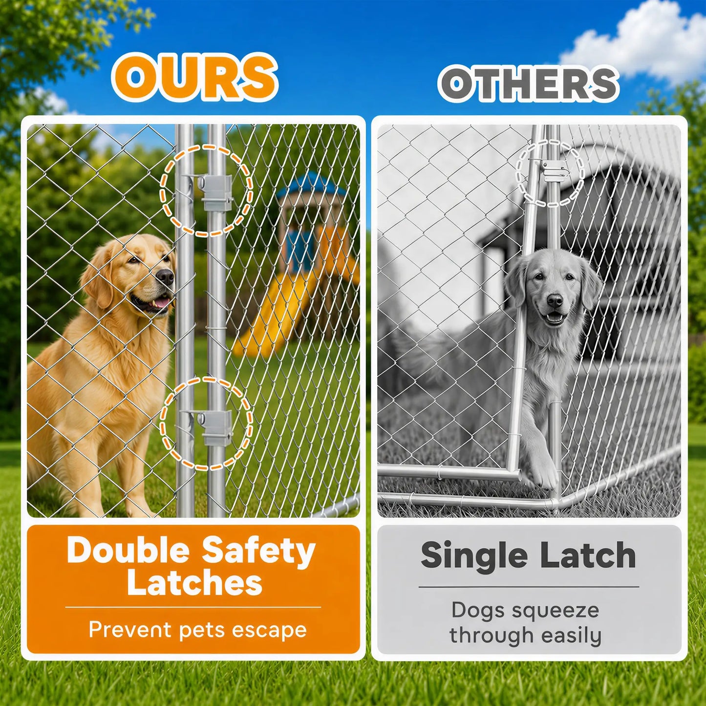 Heavy Duty Outdoor Dog Kennel, Waterproof Roof, Secure Latch, 19.7' x 19.7' x 8.9' Dog Kennels at Gallery Canada