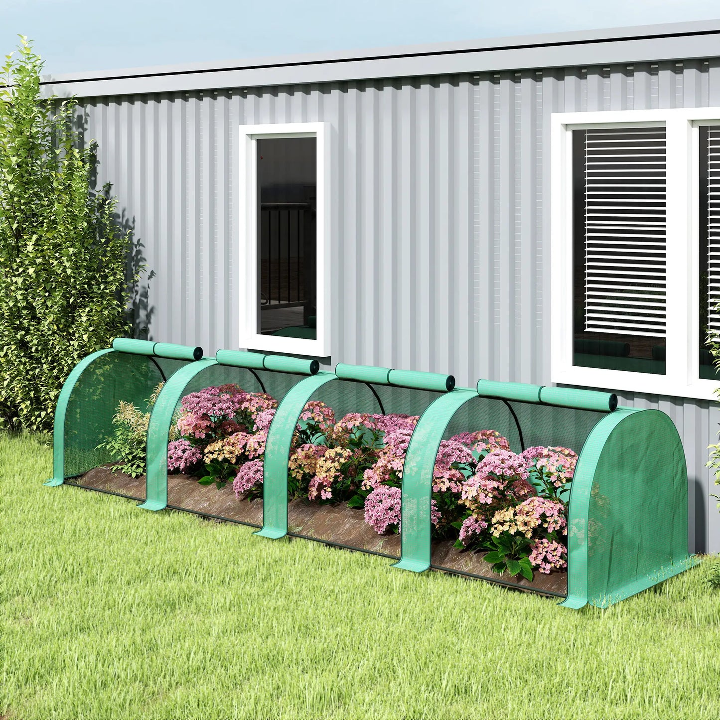 13' x 3.3' x 2.6' Mini Tunnel Greenhouse, PE Cover, Steel Frame, Zipped Doors, Green Greenhouses at Gallery Canada