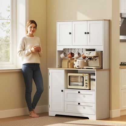 64" Tall Kitchen Pantry Cabinet, 3 Cabinets, 2 Drawers, White Kitchen Pantry Cabinets at Gallery Canada