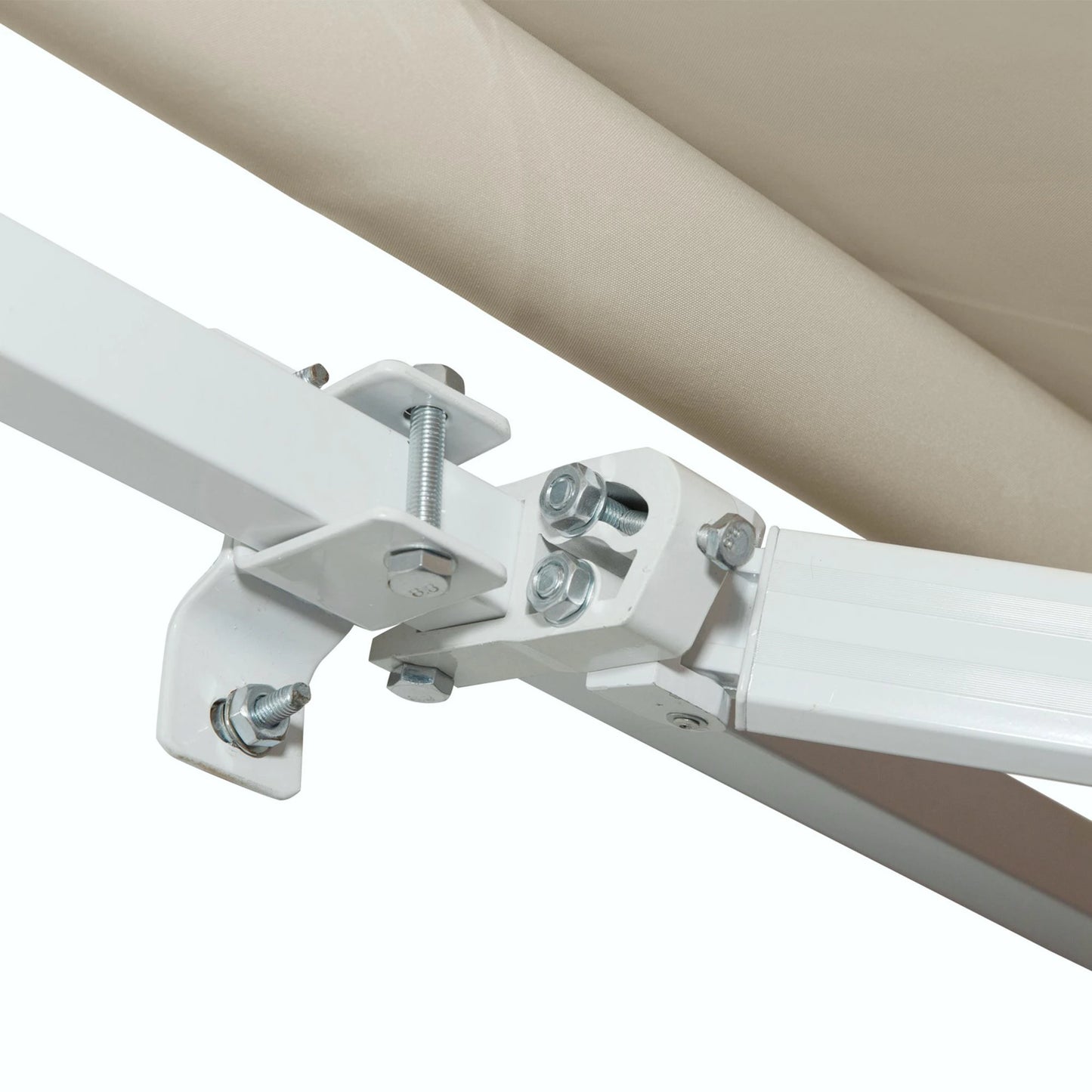 12' x 8' Retractable Patio Awning, Manual Crank Handle, UV Water-Resistant, Cream Patio Awnings at Gallery Canada