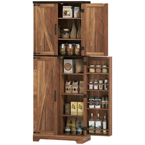 64 Inch Tall Kitchen Pantry Cabinet, Wood Grain, Brown
