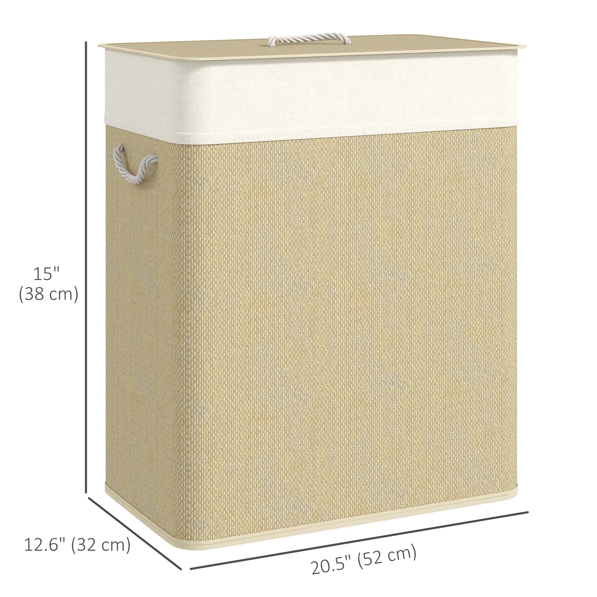 Double Laundry Basket with Lid, 100L Bamboo Hamper, Natural Clothing Storage at Gallery Canada