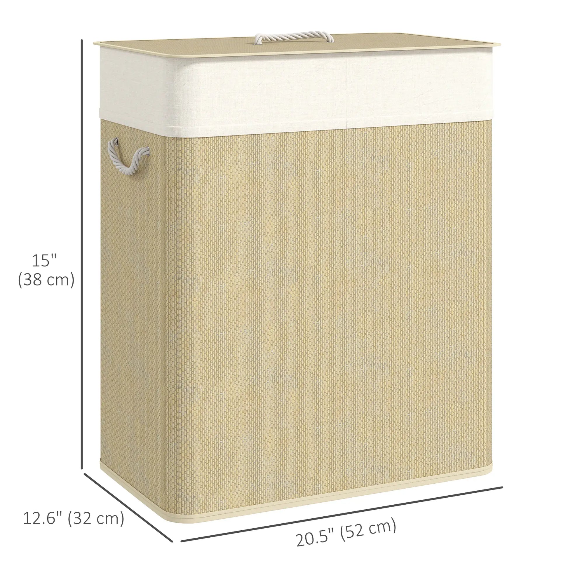 Double Laundry Basket with Lid, 100L Bamboo Hamper, Natural Clothing Storage at Gallery Canada