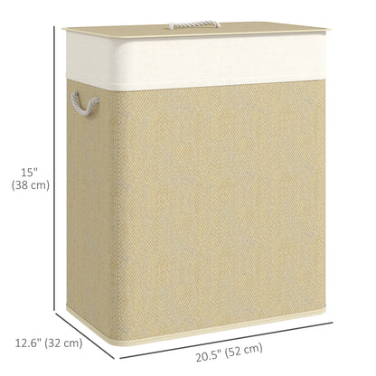 Double Laundry Basket with Lid, 100L Bamboo Hamper, Natural Clothing Storage at Gallery Canada