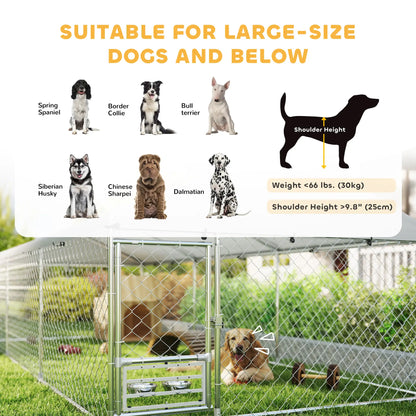 Outdoor Dog Run, Adjustable Rotating Bowls, Waterproof Cover, 19.7' x 7.5' x 5.2' Houses, Kennels & Pens at Gallery Canada