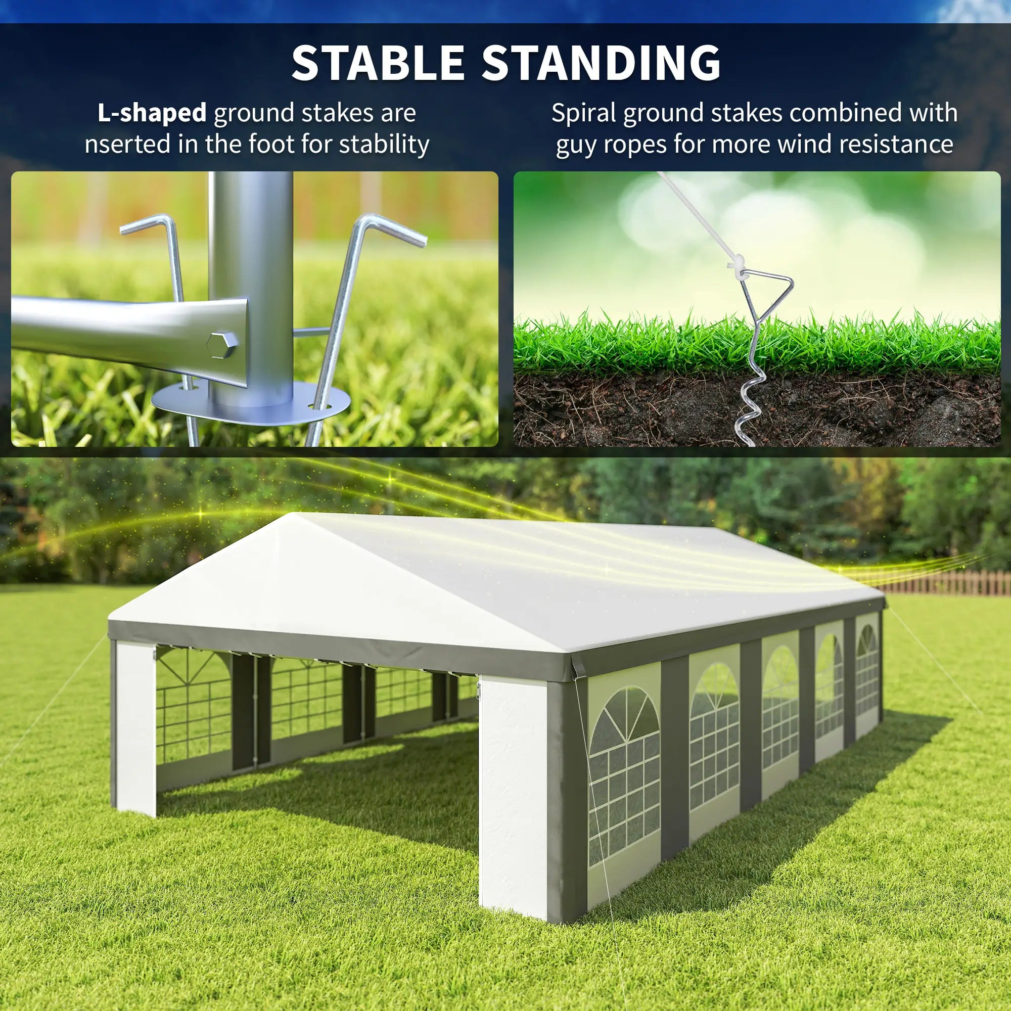 20'x33' Heavy Duty Party Tent, Portable Garage Canopy, Grey Canopy Tents at Gallery Canada
