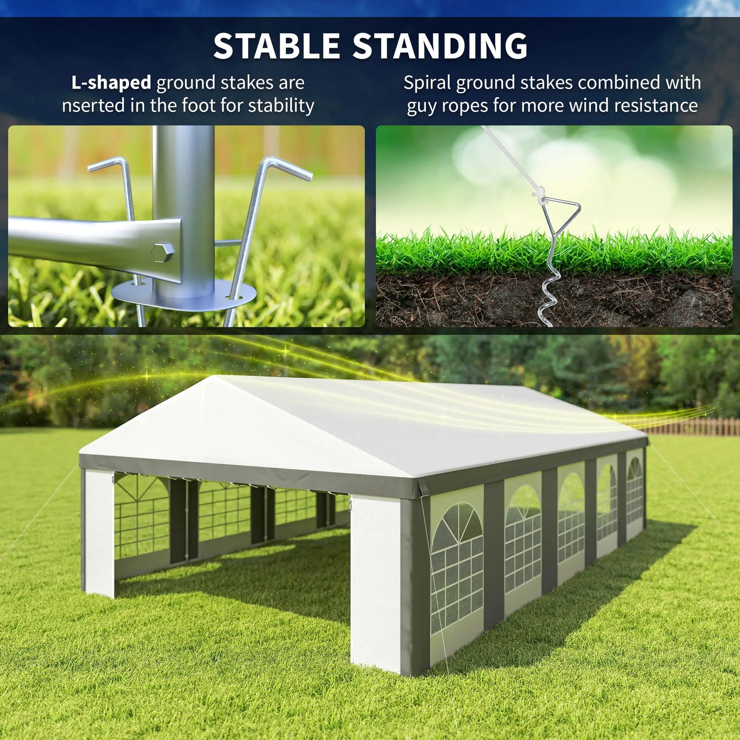 20'x33' Heavy Duty Party Tent, Portable Garage Canopy, Grey Canopy Tents at Gallery Canada