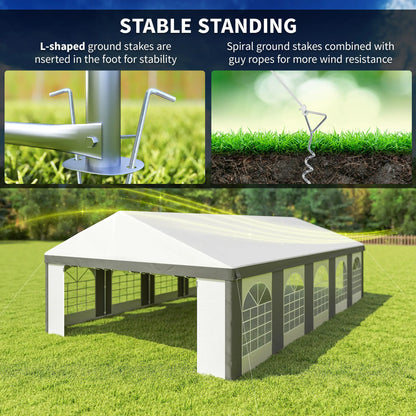 20'x33' Heavy Duty Party Tent, Portable Garage Canopy, Grey Canopy Tents at Gallery Canada