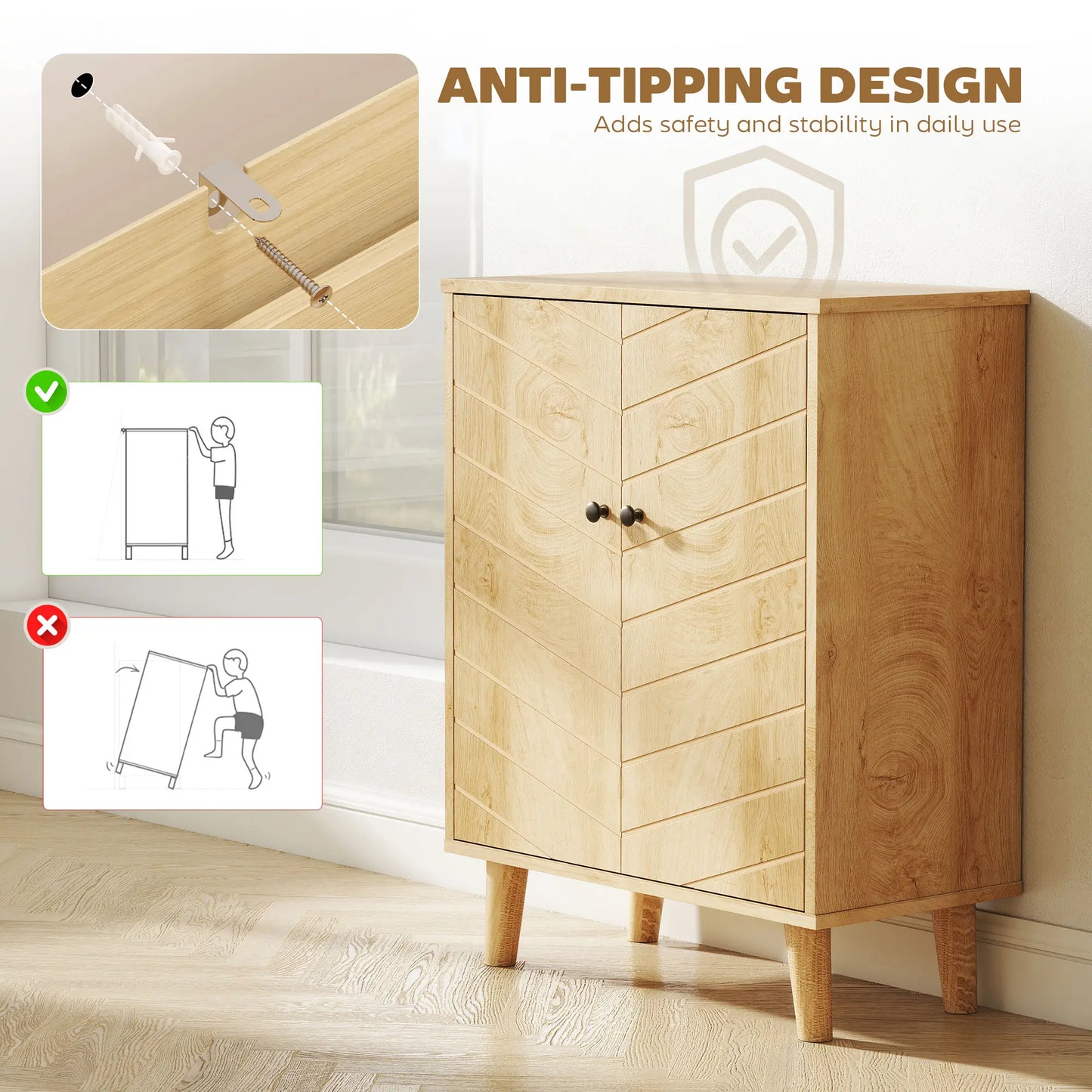 Storage Cabinet with Doors, Shelf, Wood Legs, Living Room, Bathroom Kitchen Pantry Cabinets at Gallery Canada