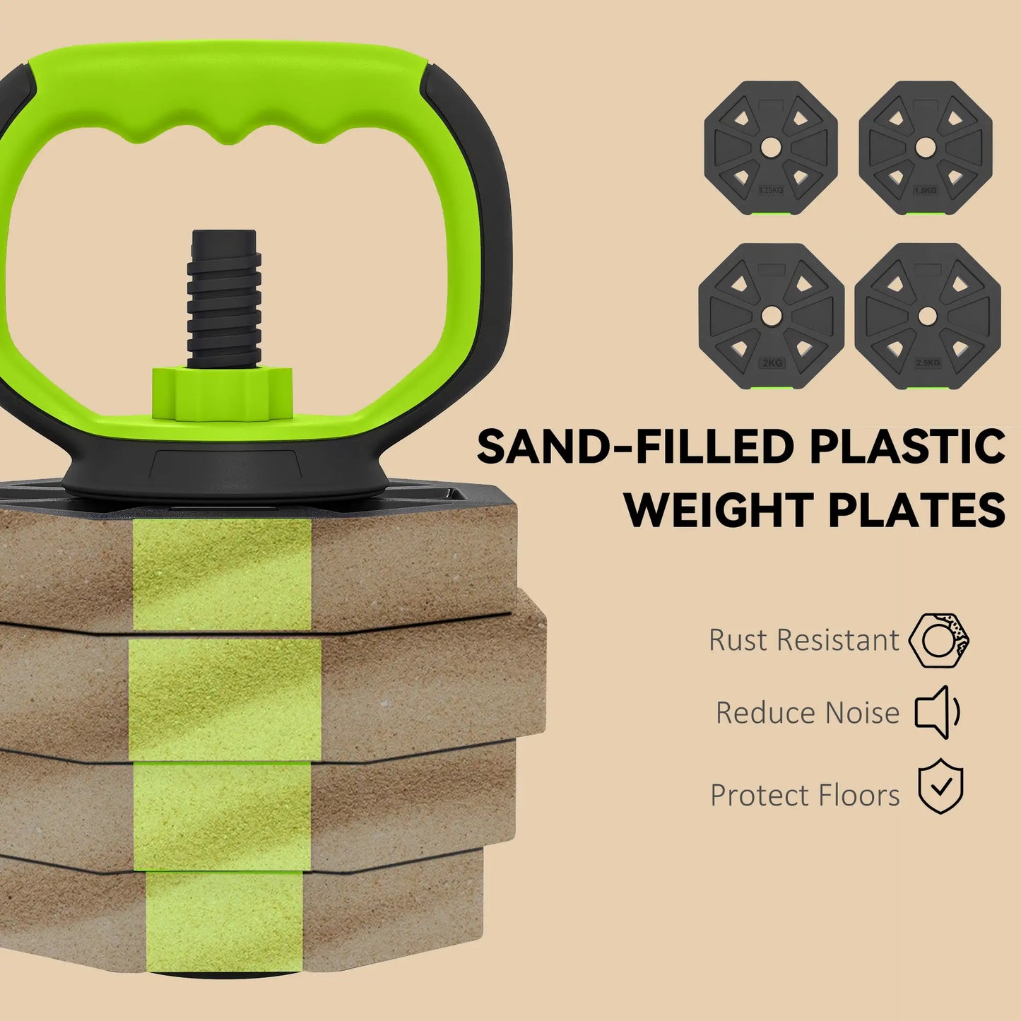 4-in-1 Adjustable Dumbbell Set, 66lbs, Green Dumbbells & Barbells at Gallery Canada