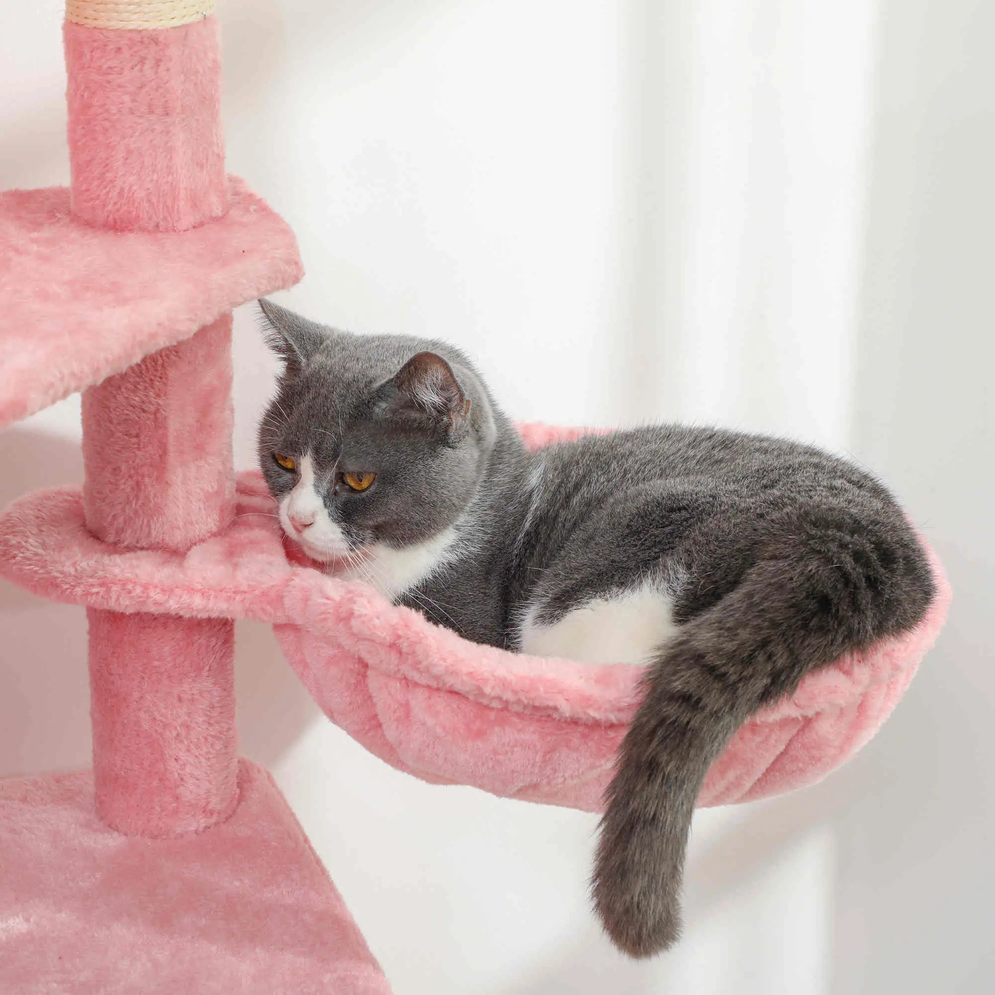 Cat Tree, 70 Inch Multi-Level Tower with Condos, Perches, Hammock, Pink Cat Towers at Gallery Canada