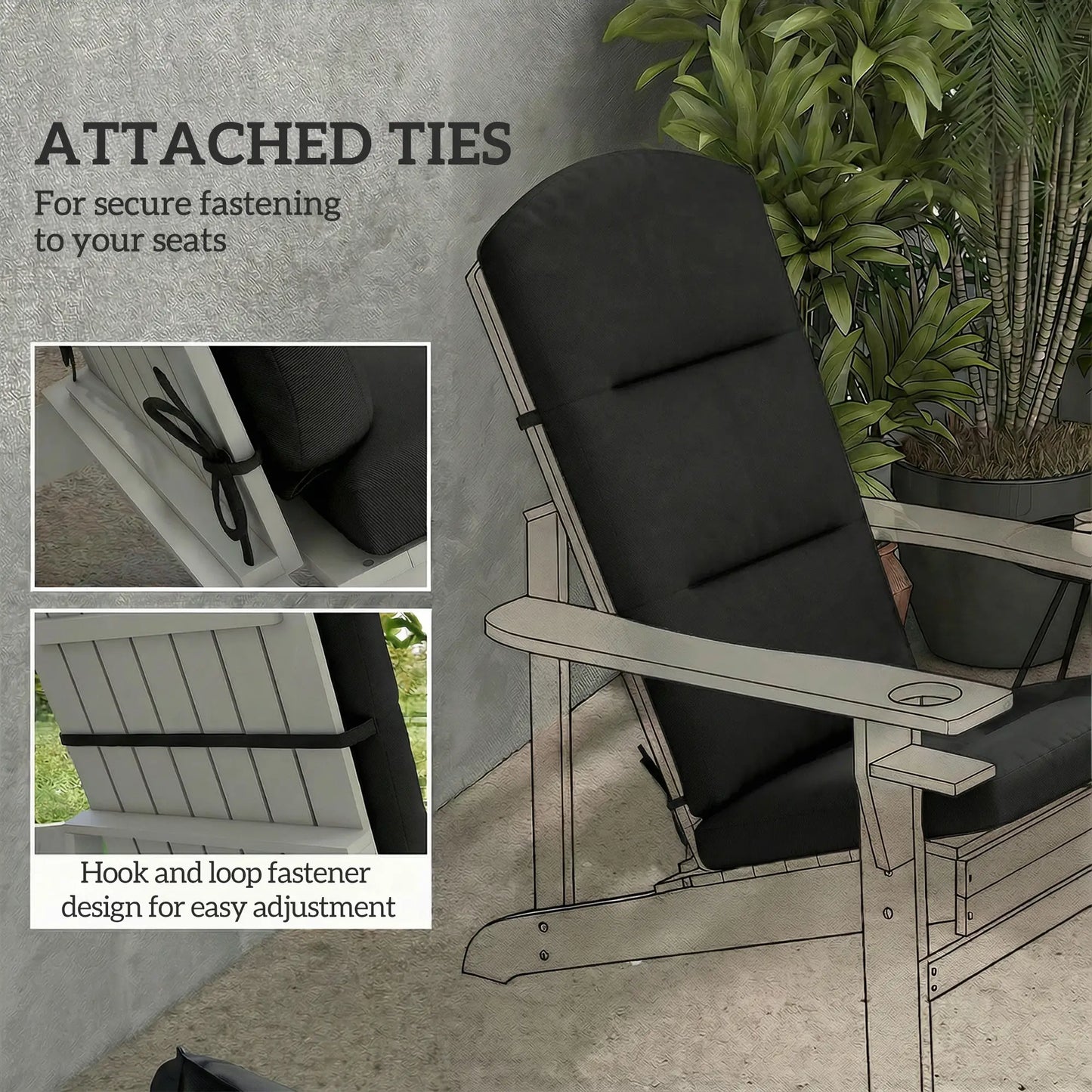 Patio Chair Cushion For Adirondack Chairs, Black Patio Chair Cushions at Gallery Canada