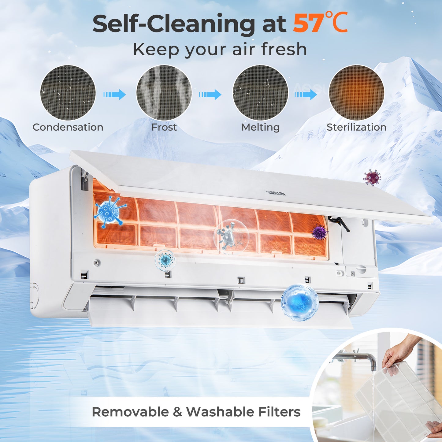12000 BTU 24 SEER2 Mini Split Heat Pump, Heating At -25℃, White Mini Split Air Conditioners at Gallery Canada