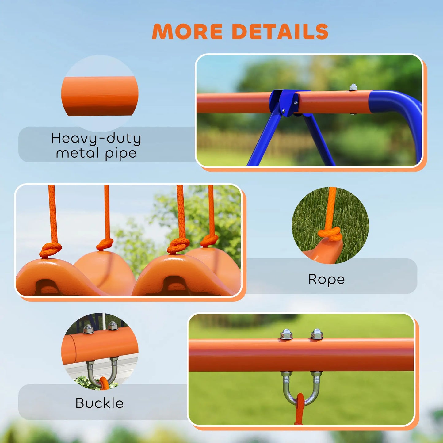 4 in 1 Metal Swing Set, Double Swings, Glider, Slide, Ladder, Multicolored Gym Sets & Swings at Gallery Canada