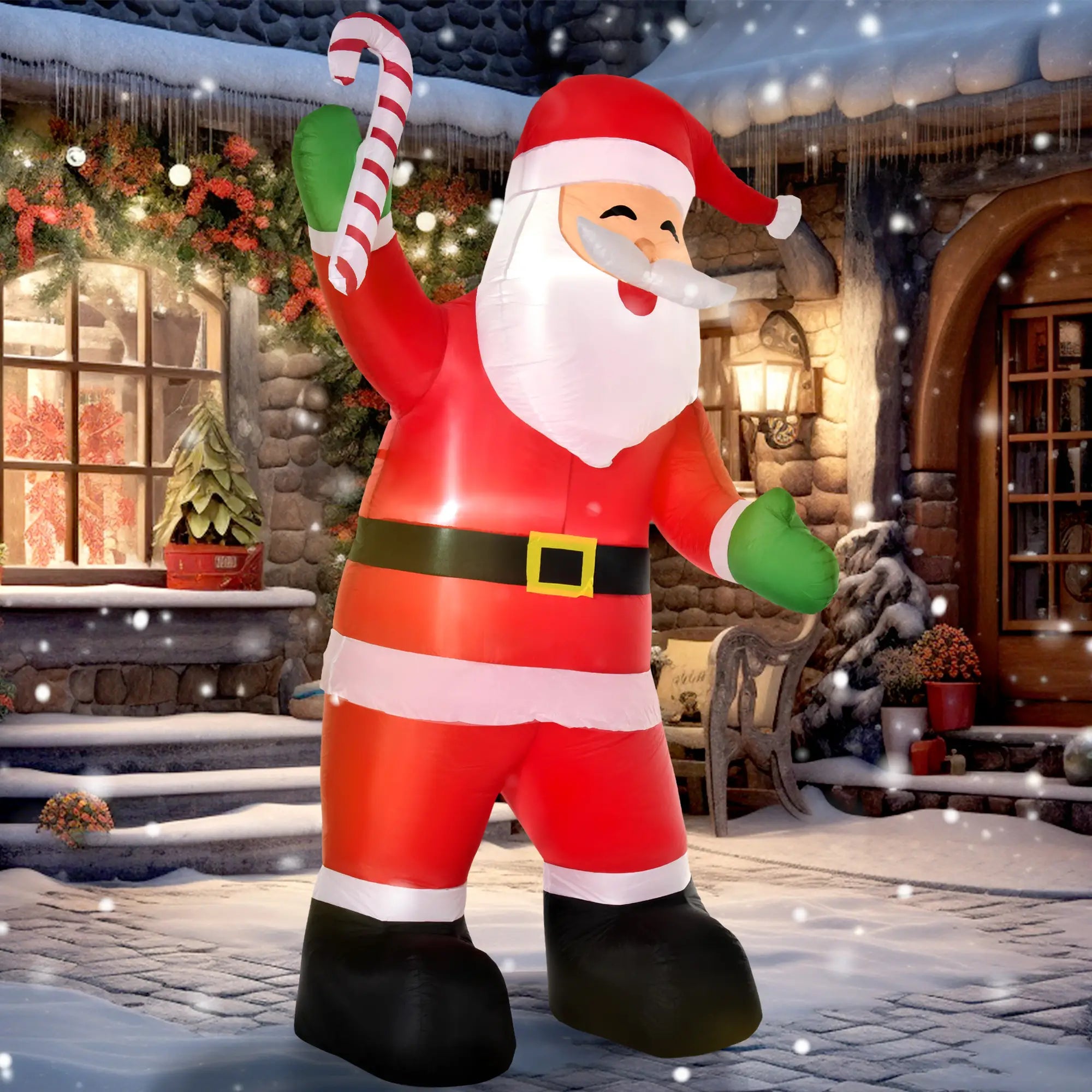 Inflatable Christmas Yard Decoration, Santa Claus with Candy Cane, 8' Tall Christmas Inflatables at Gallery Canada