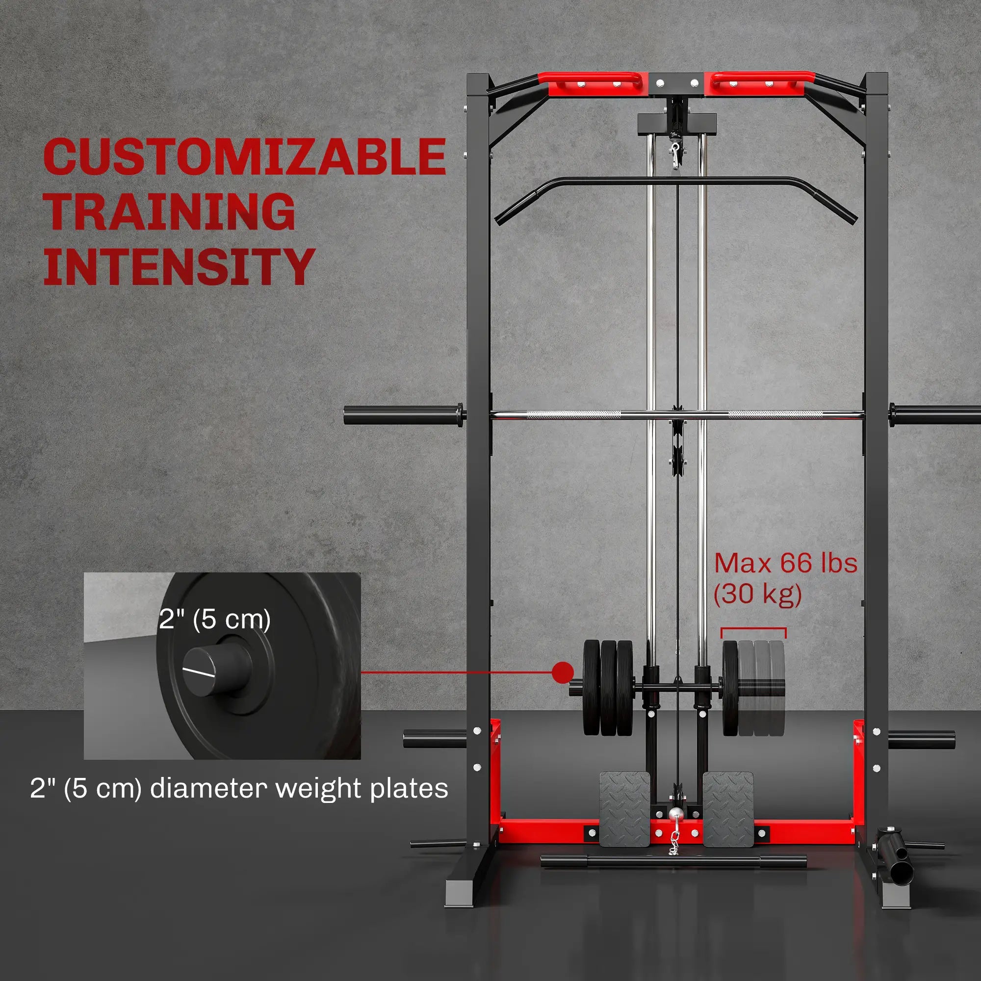 Smith Machine Power Rack with Pull Up Bar, Lat Pull Down, Landmine Power Towers at Gallery Canada