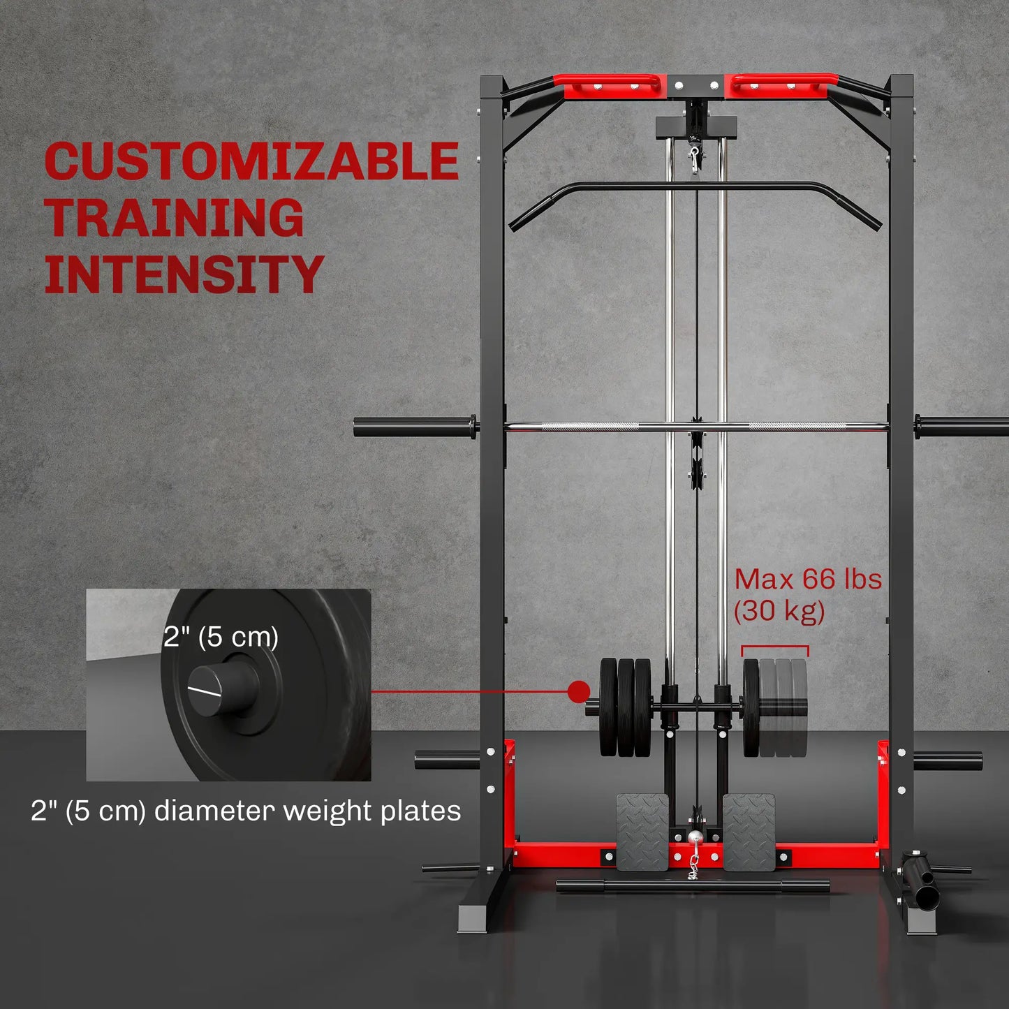 Smith Machine Power Rack with Pull Up Bar, Lat Pull Down, Landmine Power Towers at Gallery Canada
